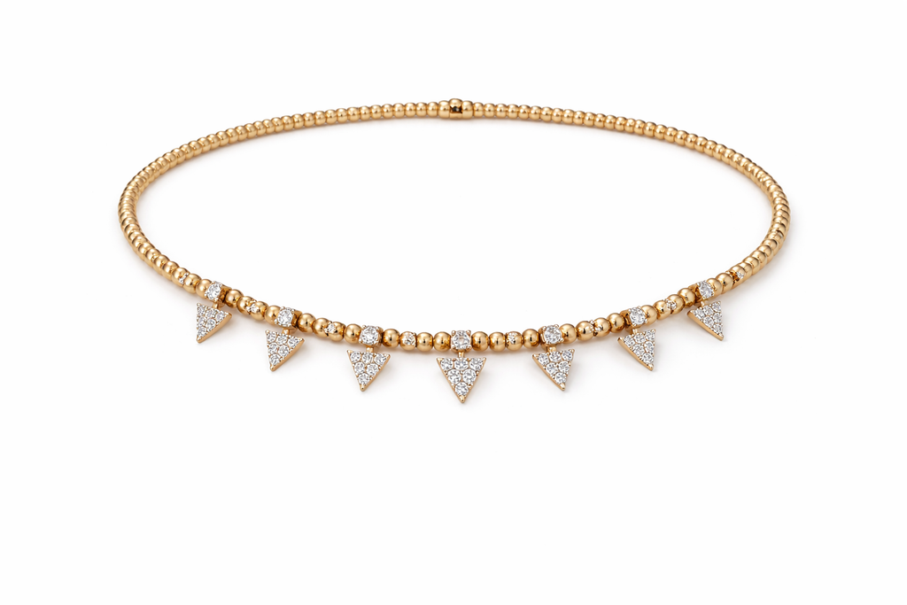 14K Yellow Gold Diamond Triangle Charm Necklace – 10g