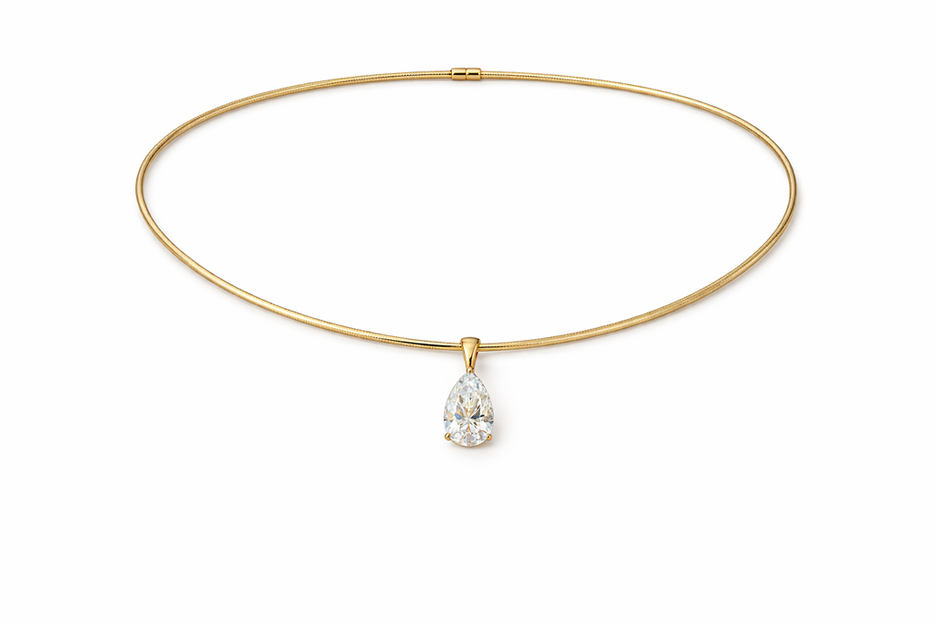 14K Yellow Gold Pear-Cut Lab Diamond Pendant Necklace – 3.00 CTW