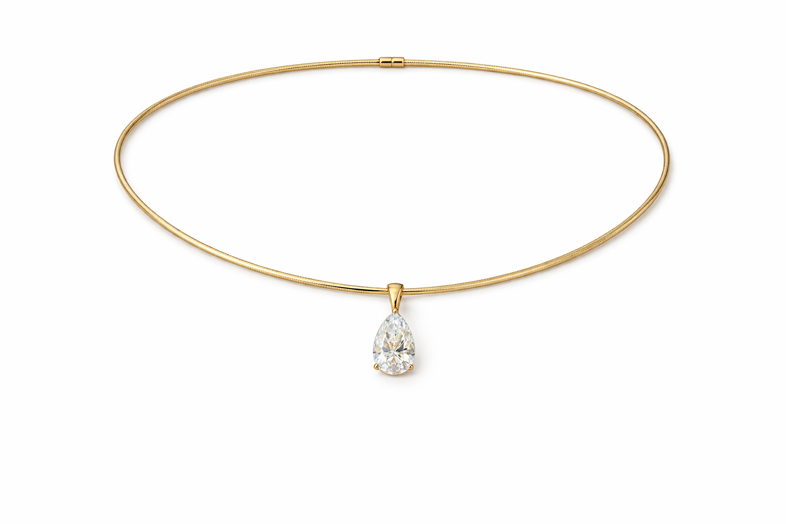 14K Yellow Gold Pear-Cut Lab Diamond Pendant Necklace – 3.00 CTW