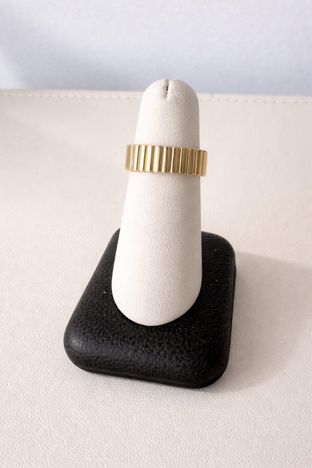 14K Yellow Gold Ribbed Band Ring