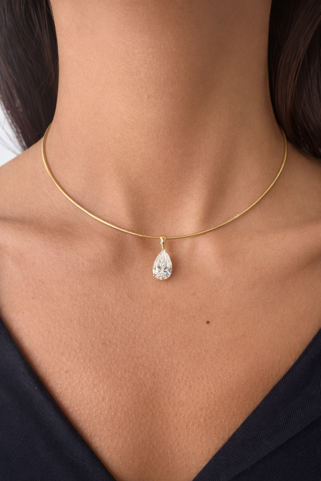 14K Yellow Gold Pear-Cut Lab Diamond Pendant Necklace – 3.00 CTW