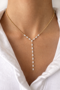 14K Gold Diamond Y-Lariat Necklace – 0.94 CT VS Diamonds